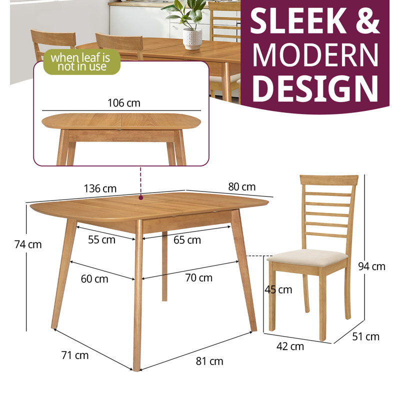 Aston Butterfly Extending Table With 4 Ledbury Chairs