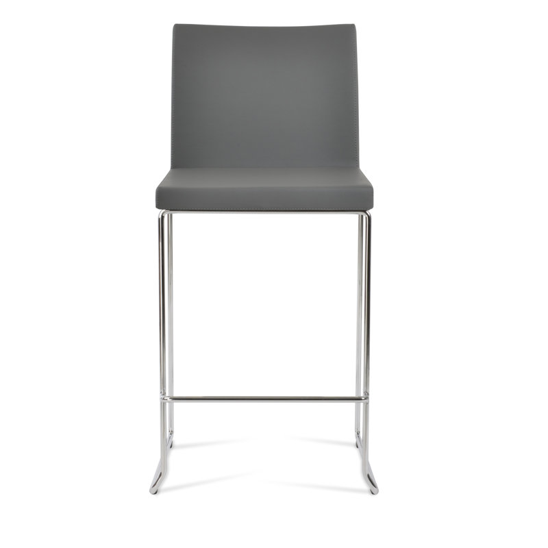 Tabouret de bar et de comptoir empilable Aria, Chrome, Tabouret de comptoir (siège d'une hauteur de 24 p, Gris PPM