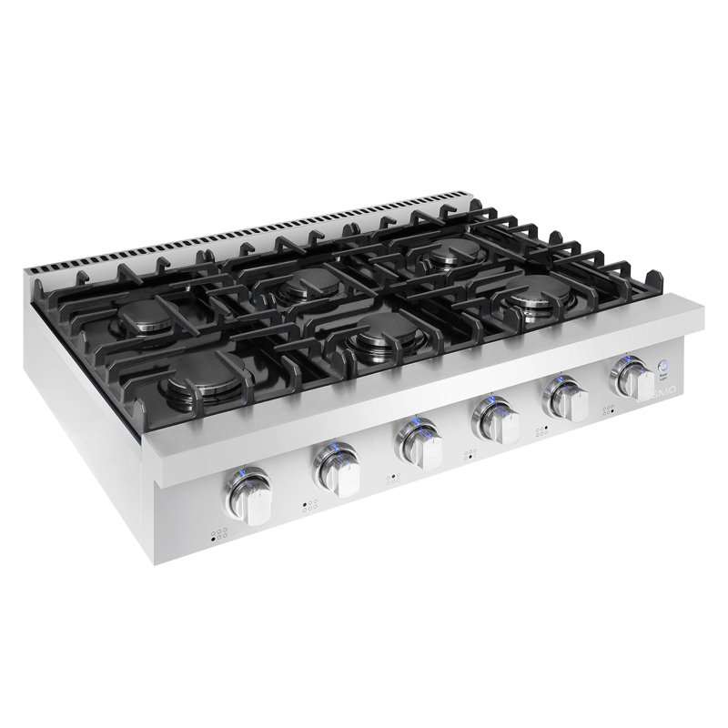 Cosmo GRT Series 36'' Stainless Steel Gas Cooktop 6 Burner Cooktop with Dual Size Power Burner
