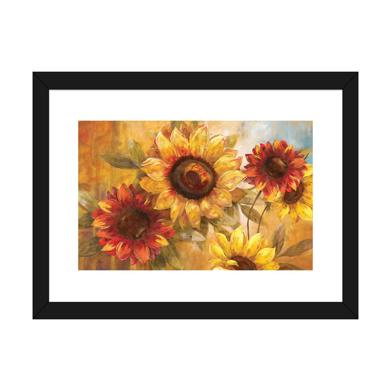 Tournesol «Cheer» par Nan - impression, Cadre noir, H 16 po x l 24 po x P 1 po