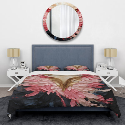Ensemble de housse de couette rose et or Angel Wings - Abstract Spirals