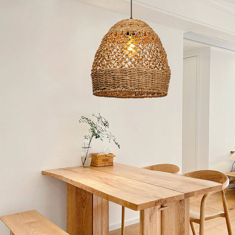 Artibrannan 1 - Light Seagrass Dome Pendant, 23.62" H x 23.62" W x 23.62" D