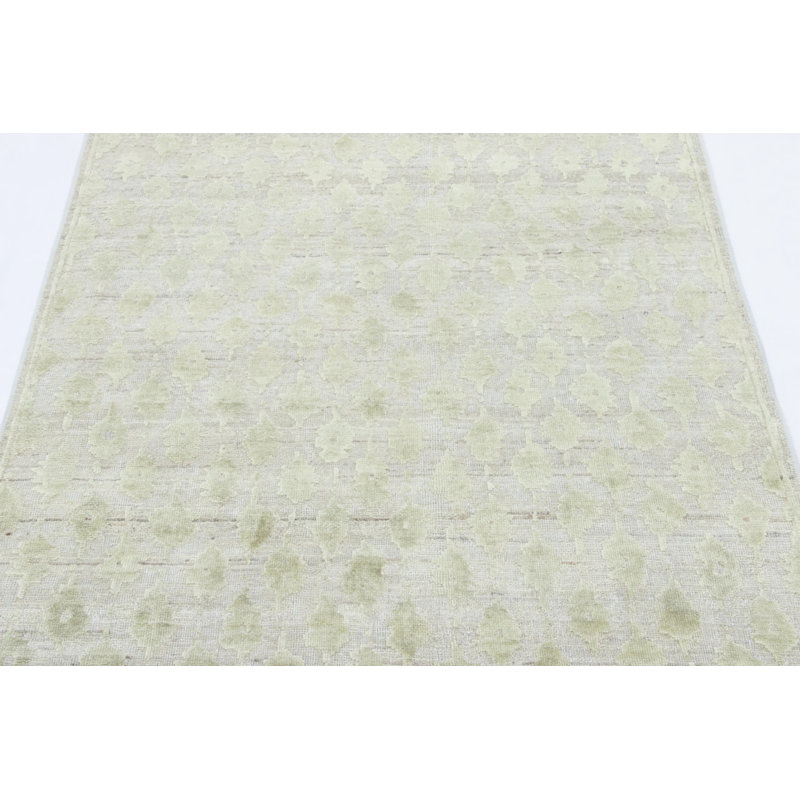 Block Print Handmade Silk and Wool Area Rug