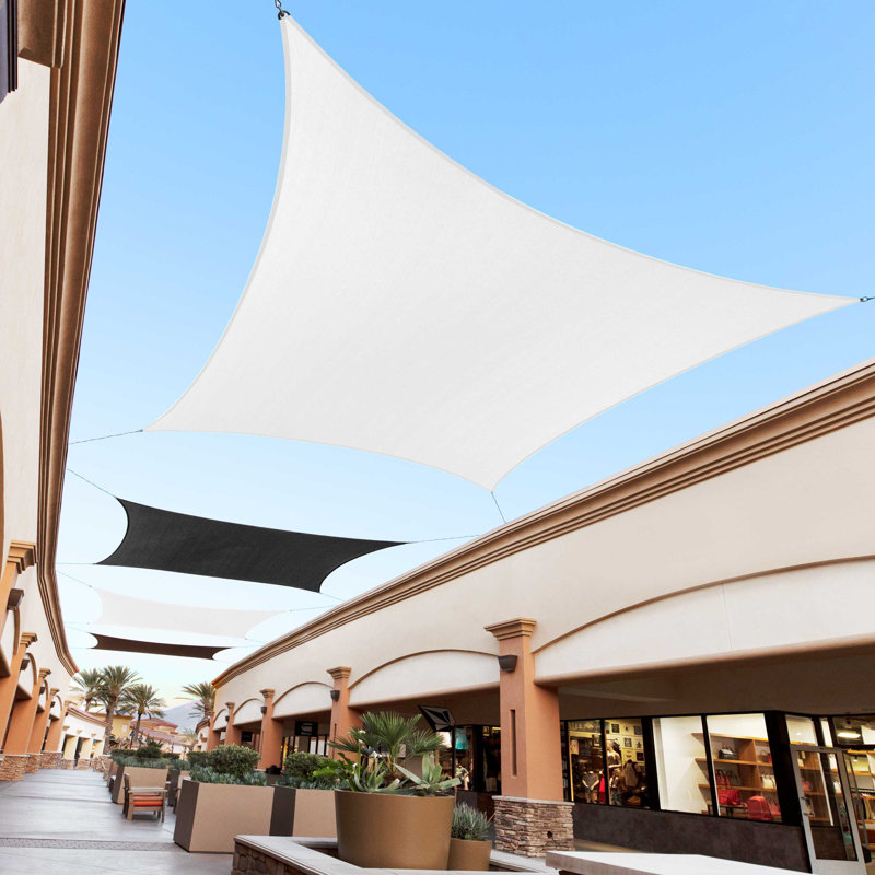 Colourtree Sun Shade Sail Rectangle Canopy Fabric Cloth Screen, Water Permeable & UV Block UPF50, White, 12 ft. x 16 ft.