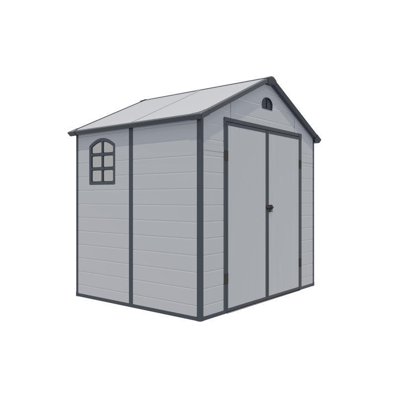 Rowlinson Airevale Plastic Apex Shed 8x6, Light Grey