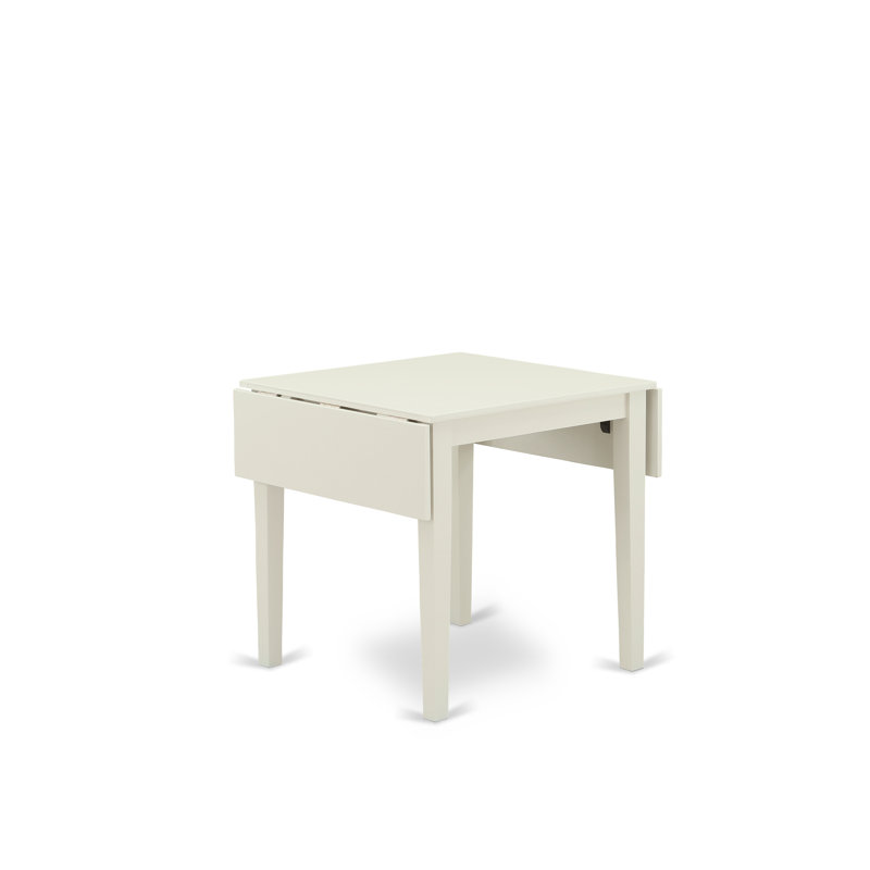 3 Piece Dining Set Contains a Rectangle Dining Room Table with Dropleaf and 2 Brown Linen Fabric Upholstered Parson Chairs, Linen White