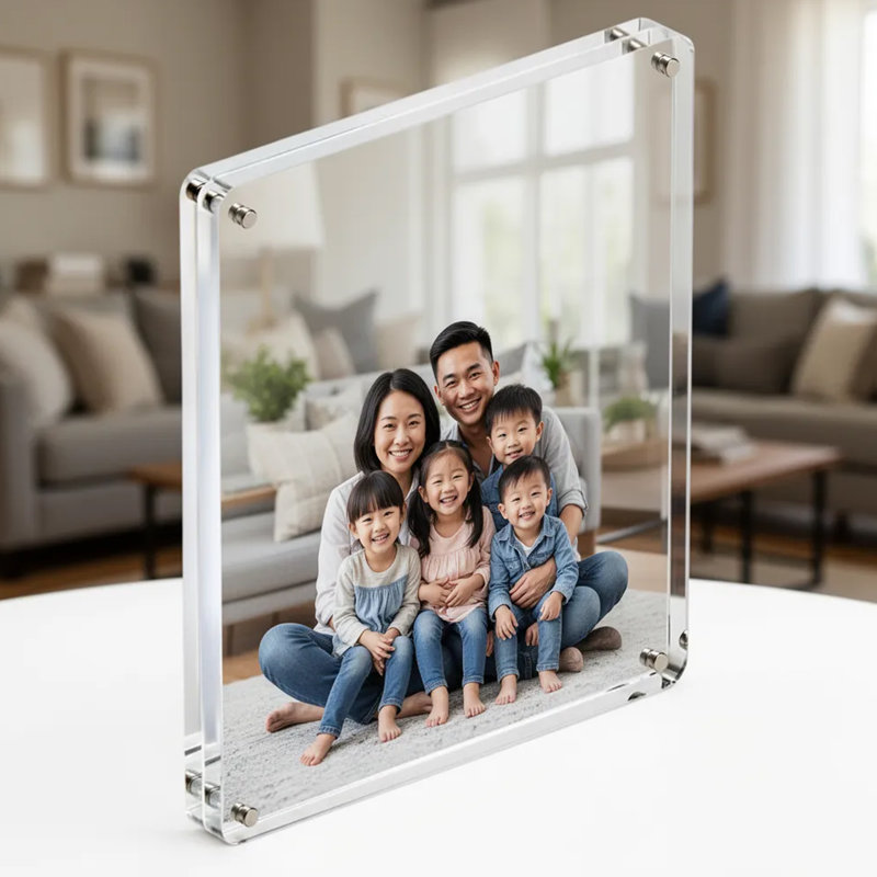 Premium Rounded Clear Acrylic Magnetic Photo Frame, 8.5" X 11"