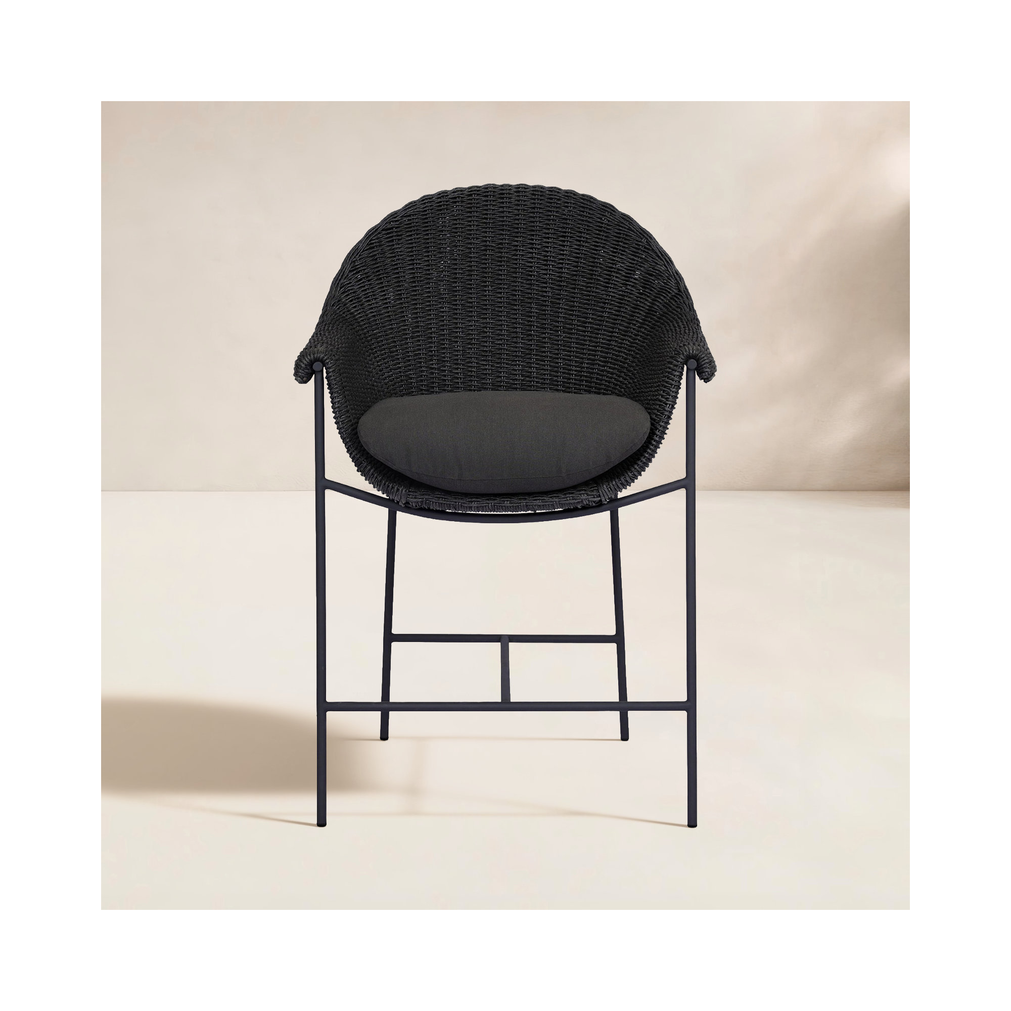 Rivah 26" Patio Bar Stool with Cushion, Gray/Black