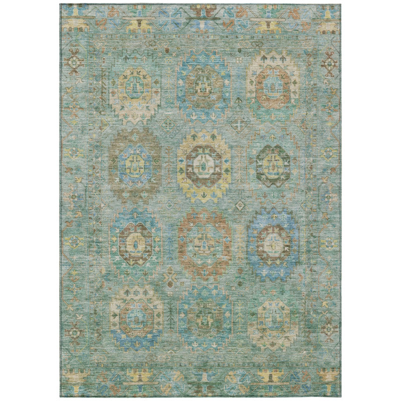 Machine Washable Indoor/Outdoor Jusino ACN2227 Panel Rug, Rectangle 5' x 7'6"
