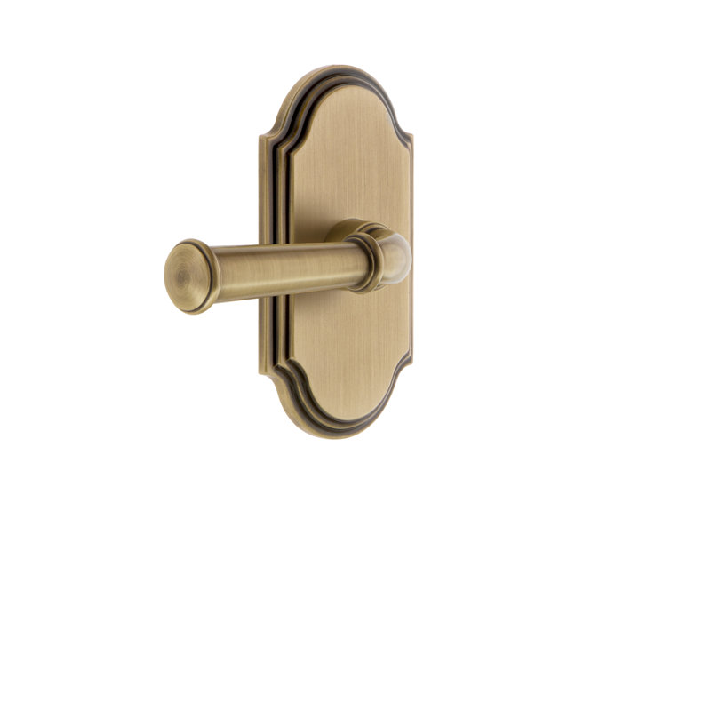 Grandeur Arc Plate with Georgetown Lever, Privacy (Bed & Bath), 2 3/8", Vintage Brass