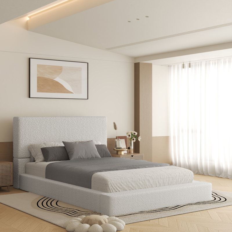 Haden Boucle Platform Bed Frame, Full