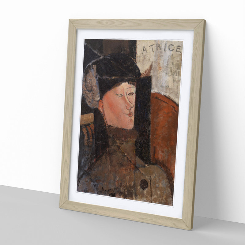 Beatrice by Amedeo Modigliani - Picture Frame Painting, 65cm H x 48cm W x 2cm D, Oak Framed