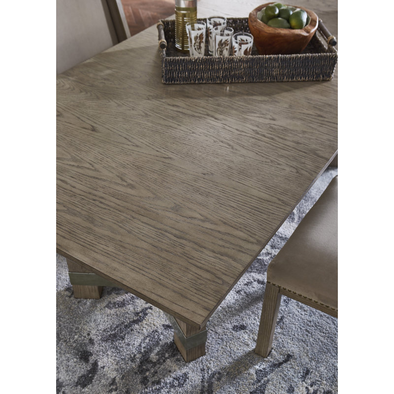 Contemporary Chrestner Solid Oak 84'' Gray Dining Table