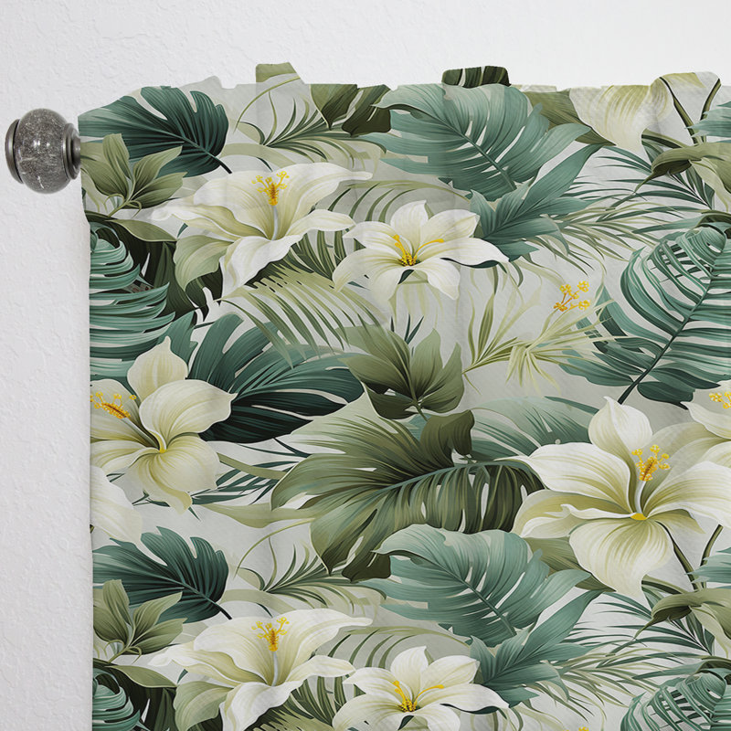 Motif tropical Subdued - rideau en velours tropical - obscurcissant - 1 panneau, L 52 po x L 95 po