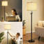 Lampe sur pied moderne à hauteur réglable avec abat-jour en lin et ampoule à DEL à 3 intensités pour le salon, la chambre à coucher et le bureau