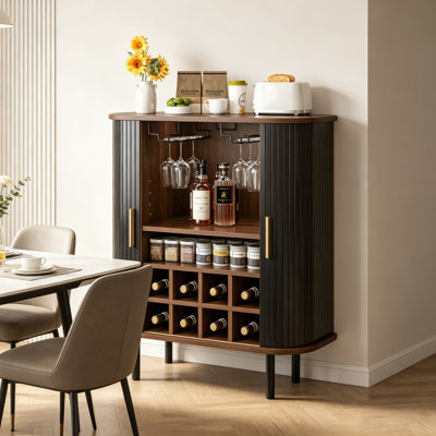 Armoire de bar moderne avec porte-bouteilles et porte-verres, buffet de cuisine avec rangement