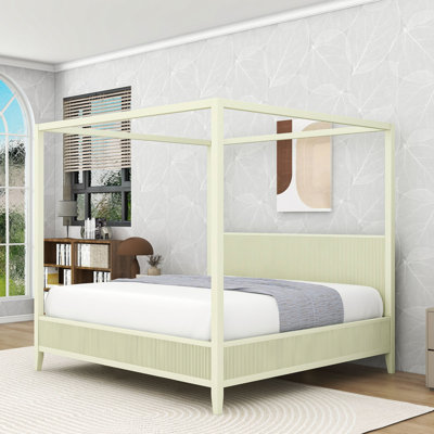 Four-Poster Canopy Platform Bed with Headboard