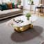 Table basse sculpturale ovale avec surface élégante et base en métal moderne-2020044946