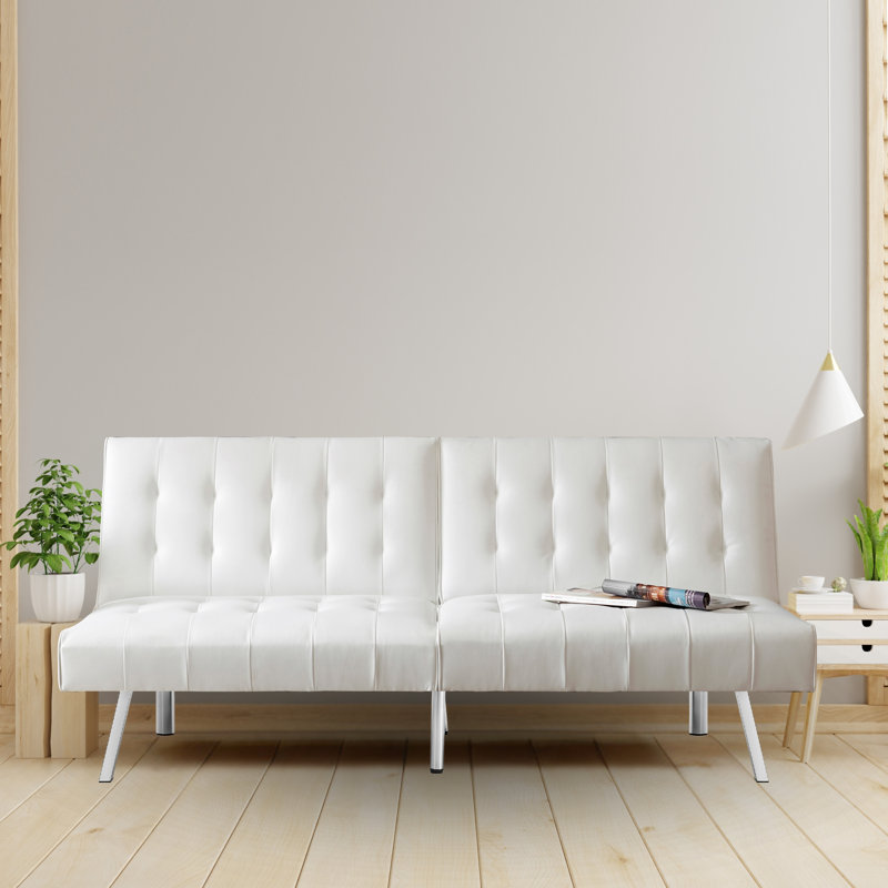 Canapé-lit futon simple 32,67 po Cnut, canapé-lit en similicuir, canapé-lit futon convertible avec pieds en métal