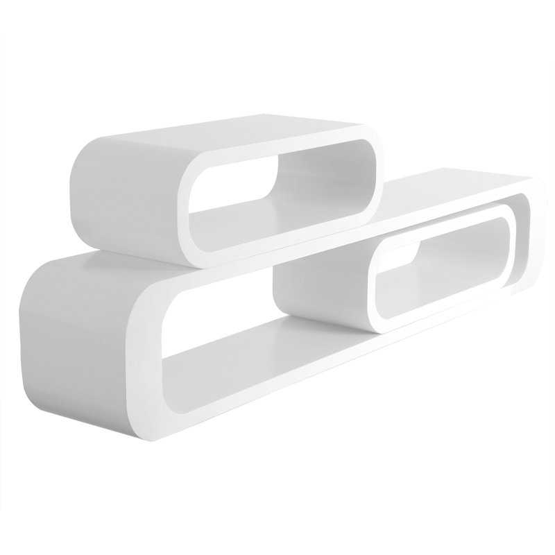 Derral 3 Piece Oval Floating Shelf, White