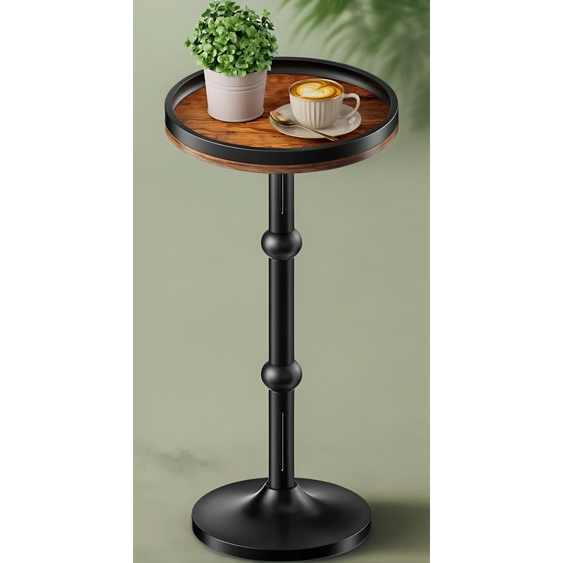 Table d'appoint ronde moderne avec base en fer lestée, table de bout ou table de chevet pour petit salon et chambre à coucher, pieds en métal robustes