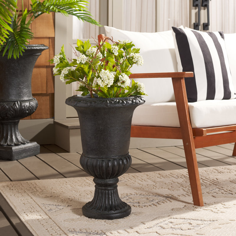 Copacabana 19.7" H Magnesium Oxide Urn Planter, Black