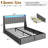 Queen Size Bed Frame with Headboard and 2 Storage Drawers, Upholstered Bed Built-In LED Lights and Charging Station-1722278763