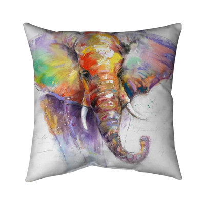Beautiful and colorful elephant - 20"x20" Throw pillow - Poly twill - Print on demand