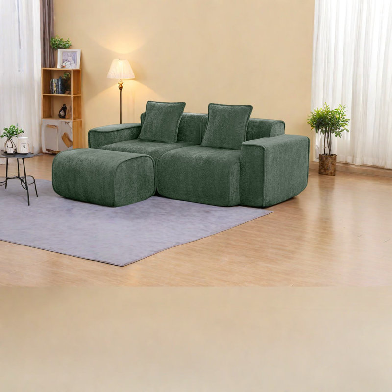 Canapé modulaire en velours peu encombrant, design moderne pour le confort de la maison