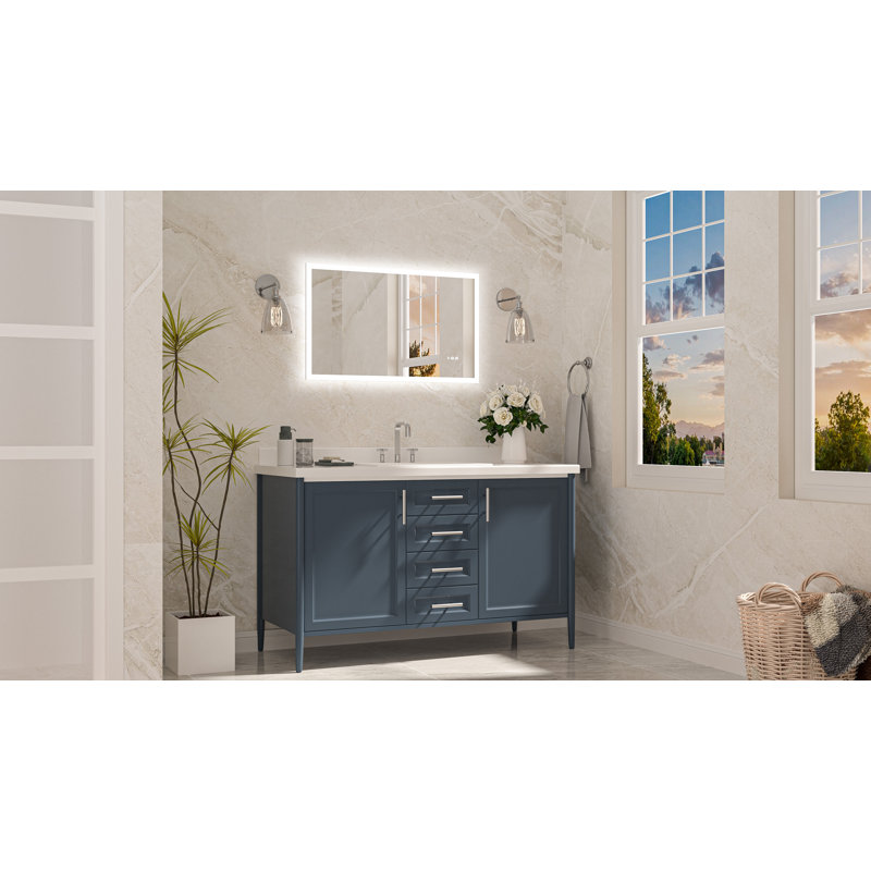 Front & Back LED Sensor Bathroom Vanity Mirror With Human Body Induction Wall Mirror Dimmable Anti Fog, 24" x 40"