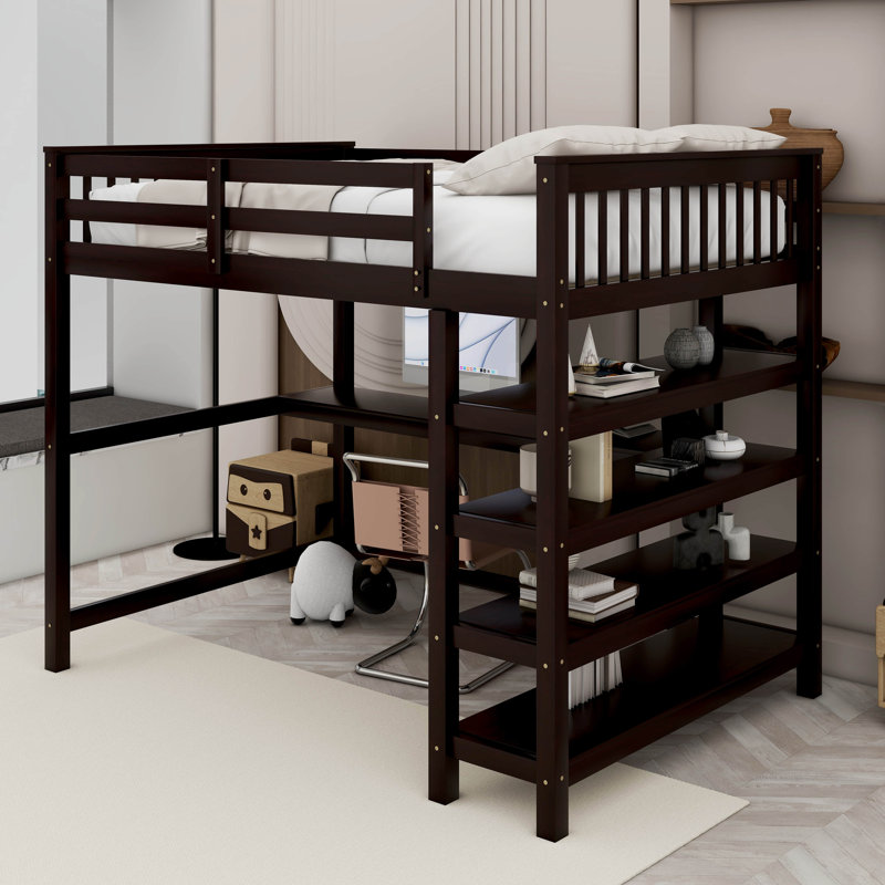 Hawwah Kids Full Loft Bed, Espresso