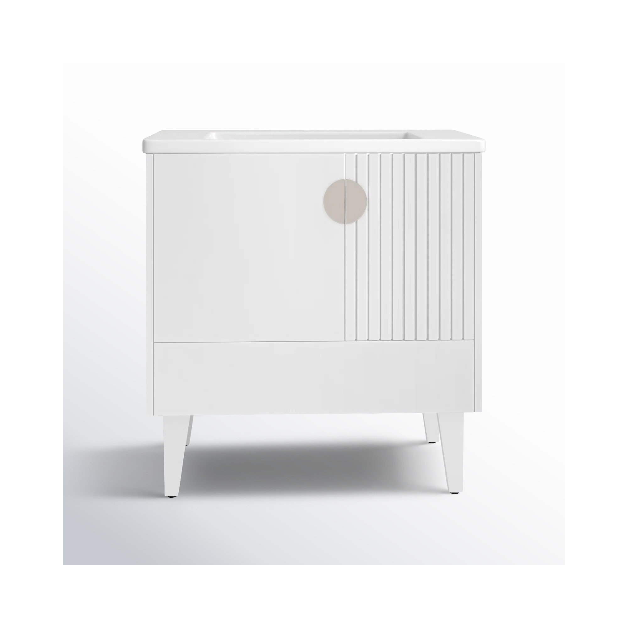 Saimah 30'' Single Bathroom Vanity, White Matte, Satin Nickel