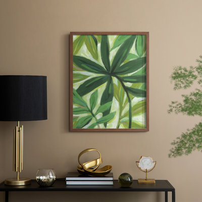 «Tropical Island Leaves I», reproduction encadrée - bois massif