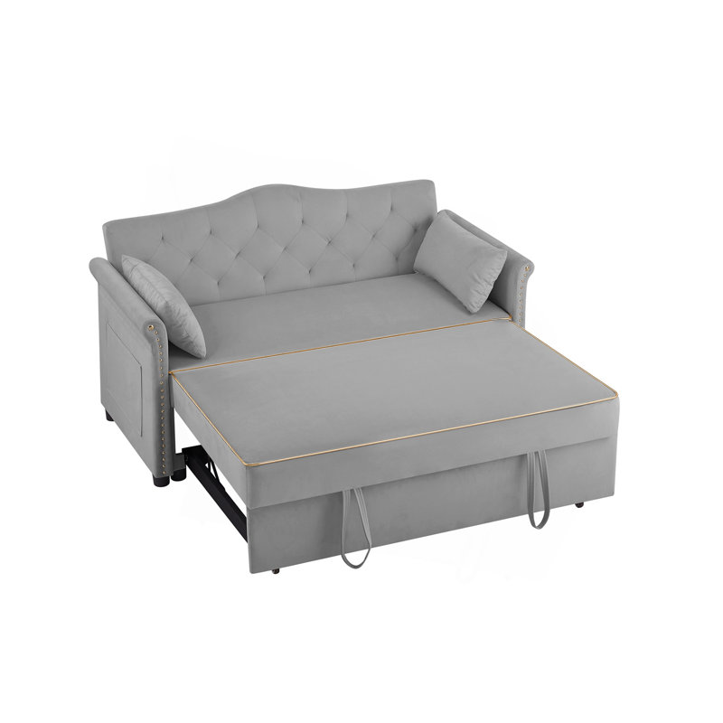 Canapé-lit en velours gris, Gris
