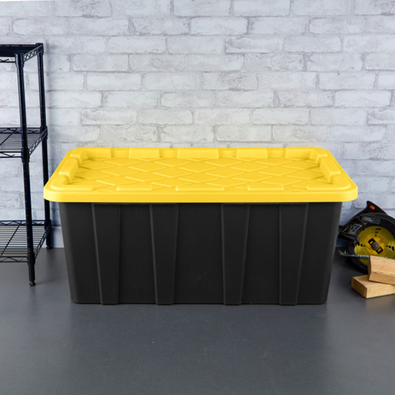 Sterilite 38 Gallon Industrial Stackable Storage Tote Lidded Containers, 12 Pack