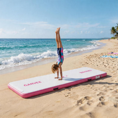10ft Inflatable Gymnastics Mat with Electric Pump & Carry Bag – 4" Thick Air Tumble Track for Home Training