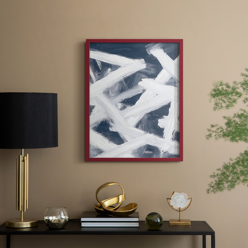 Reproduction encadrée abstraite XXV III - prête à être accrochée, Rouge, H 14 po x P 11 po