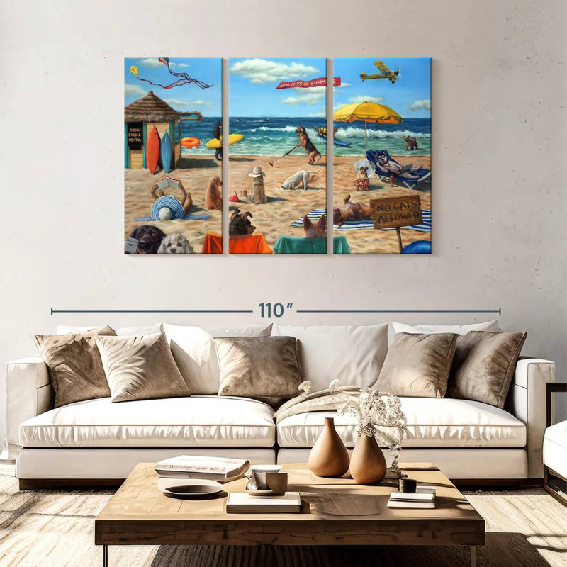 Chien de plage, H 48 po x l 74 po