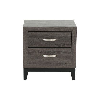 Bedroom Nightstand With 2 Drawers In Grey And Black Two-Tone Design 2 - Decorative Element