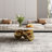 39.5 Round Coffee Table, Modern Coffee Table with Pandora Sintered Stone Tabletop and Three Gold Balls-1776060451
