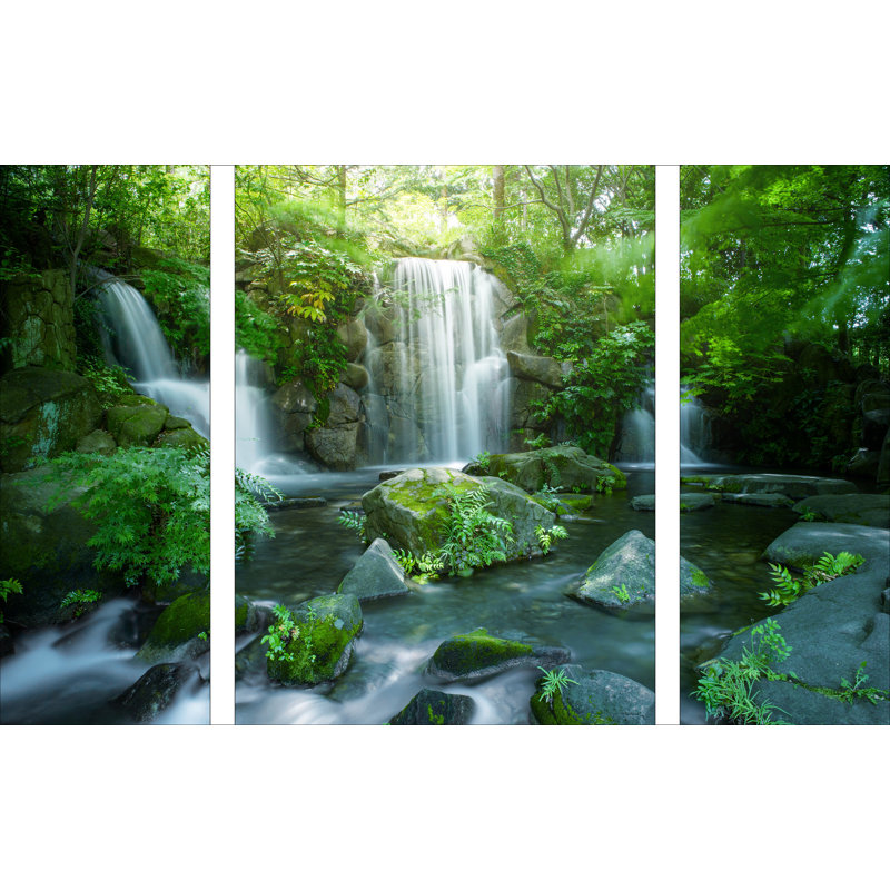Asian Waterfall - 3 Piece No Frame Print on Glass
