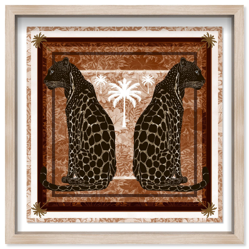 Casablanca Leopardo Print Glam Jungle by Oliver Gal, Black Frame, 12 x 12, 13.5"H x 13.5"W, Natural Oak Frame