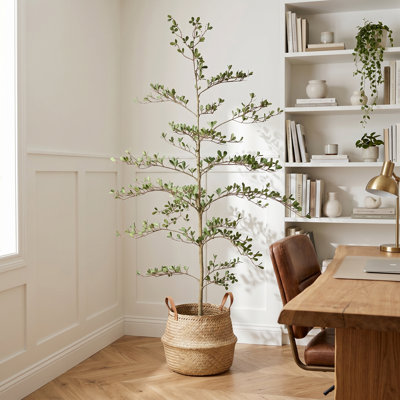7FT Artificial Black Olive Tree in Pot, Lifelike Potted Olive Plants for Indoor Outdoor Decor