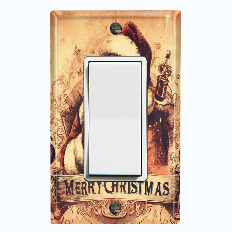 Plaque murale standard Merry Christmas Santa Claus Biege