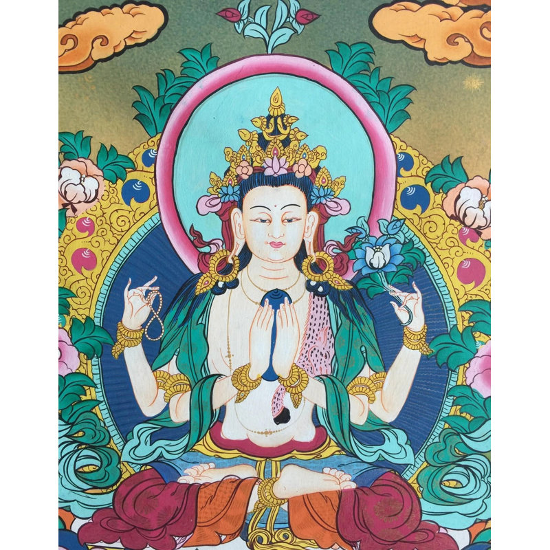 Chenrezig | Avalokiteshvara Thangka (Brocadeless Thangka)