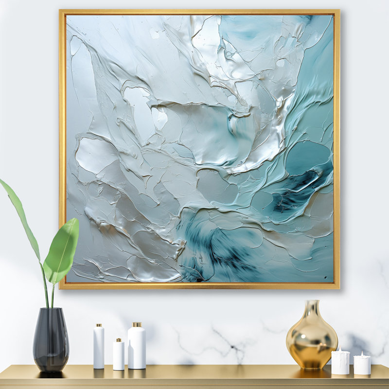 Silver Shimmer - Abstract Landscape Canvas Wall Art, H 30 po x l 30 po x P 1 po, Cadre flottant doré