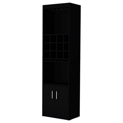Black Bar Cabinet With Versatile Storage - Engineered Wood, 2 Doors, 71.1X20x13.3 Inches For Home Use 20X13.3X71.1 Inches, Doors