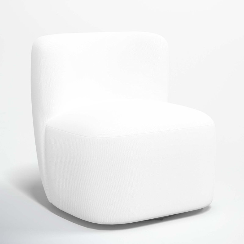 Mariza Upholstered Swivel Accent Chair, White Performance Twill