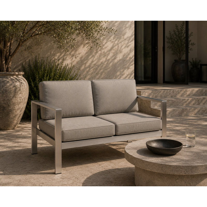 Causeuse d'extérieur en aluminium Aynura de 54 pouces avec coussins à séchage rapide - siège de patio moderne, structure résistante à la rouille et assemblage facile - en taupe