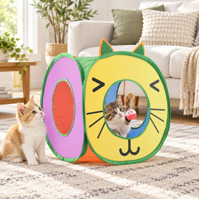Pop-Up Cat Cube Hideaway with 3 Openings and Collapsible Steel Frame